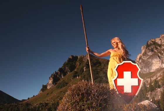 Helvetia - the mythical symbol of Switzerland - as portrayed in the documentary "Image Problem".